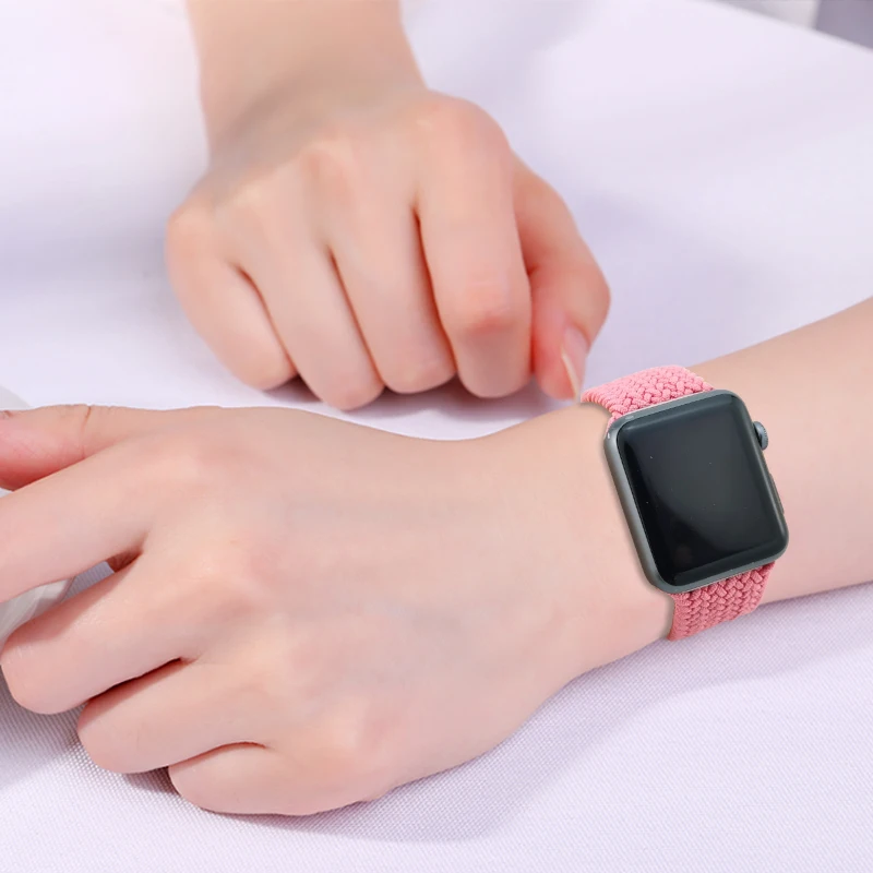 

Ремешок Плетеный соло 1:1 для Apple watch band 44 мм 40 мм, эластичный браслет для iWatch band 38 мм 42 мм, iwatch band 6 5 4 3 se