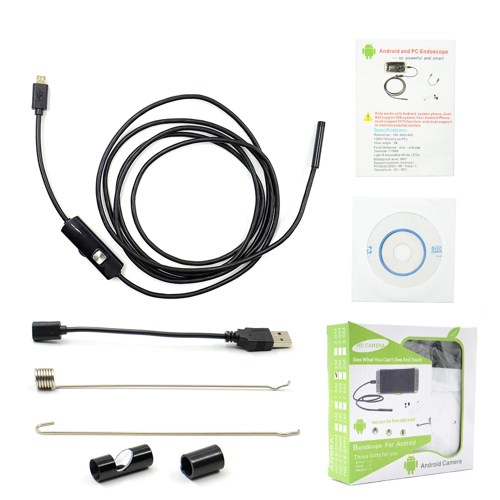 

USB-эндоскоп UPMELY, 6 светодиодов, 5,5 мм, 1,5 м, 2 м, 3,5 М, 720P