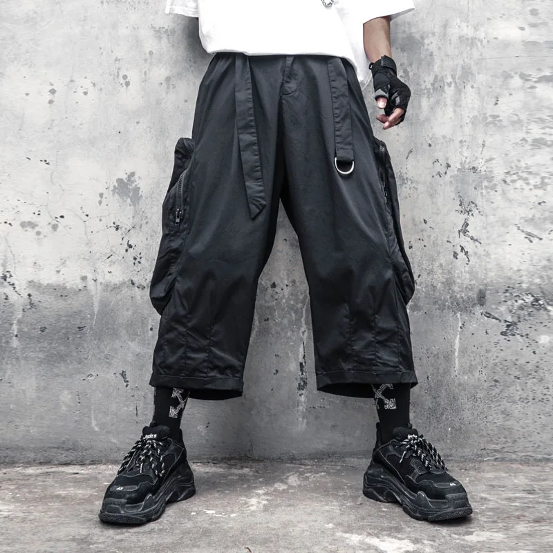 2021 функциональный воин штаны мужская мода бренд Ямамото кроя с поясом широкие