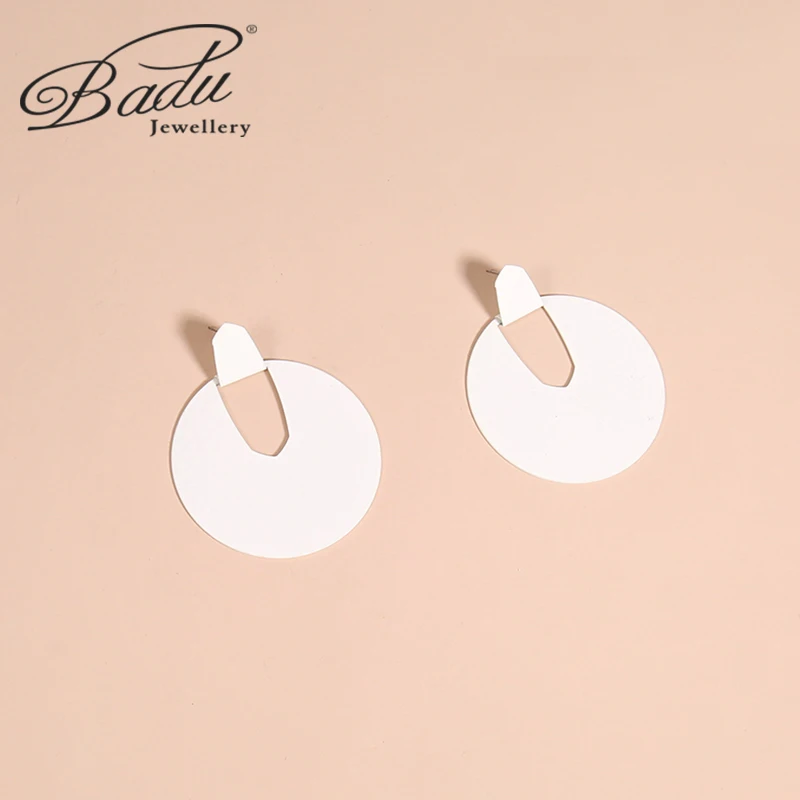 Badu новые корейские модные геометрические большие круглые серьги с подвеской