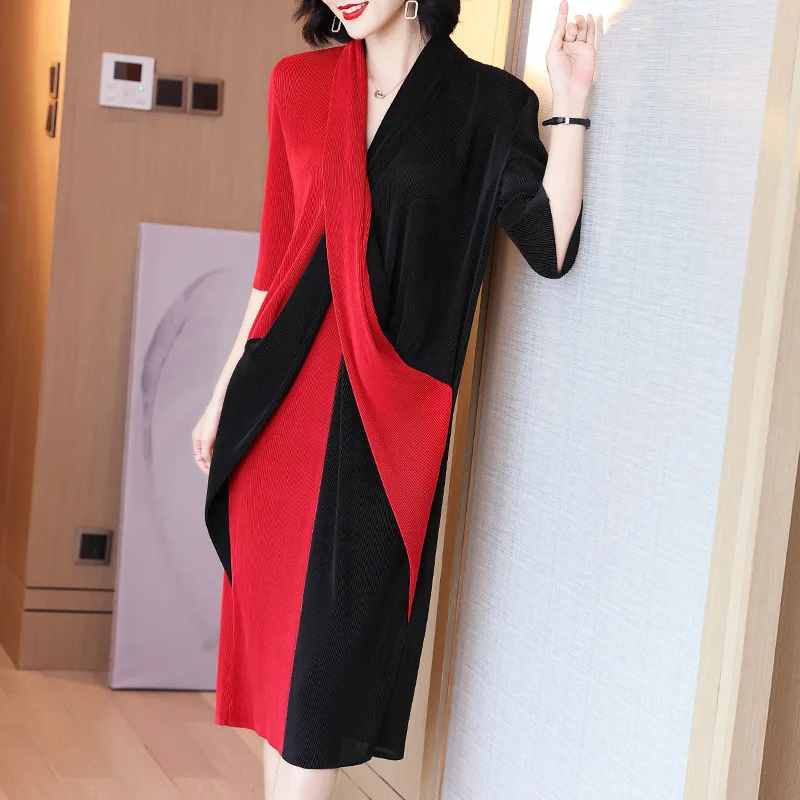 

VANOVICH Europe Fashion Lady Dress Spring and Summer 2021 New Ladies Dress Slim V Neck Casual Women Clothing