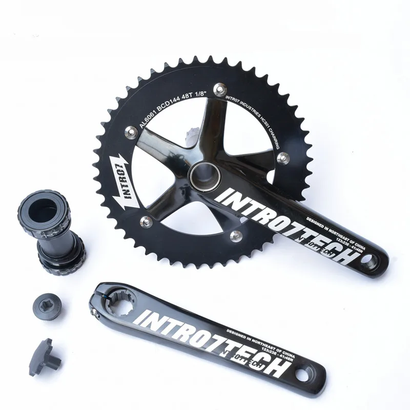 INTRO7 New Alumniun Alloy Crankset Fixed Gear Crank 48T 170mm BCD144 Single Speed TRACK BIKE Crank Bicycle Chainwheel Include BB