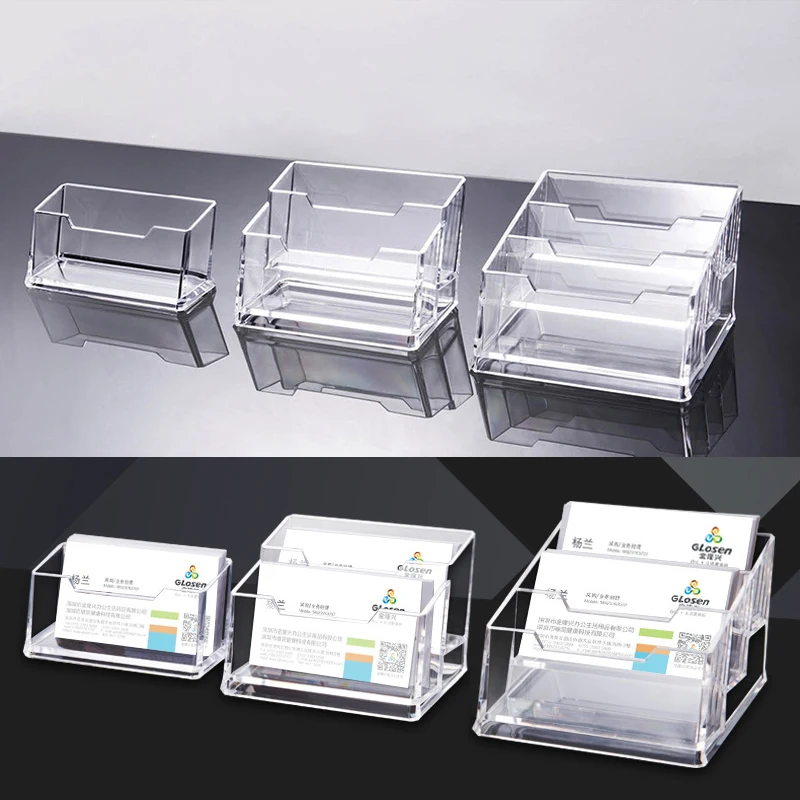 Настольная визитница для офиса прозрачная акриловая подставка визиток