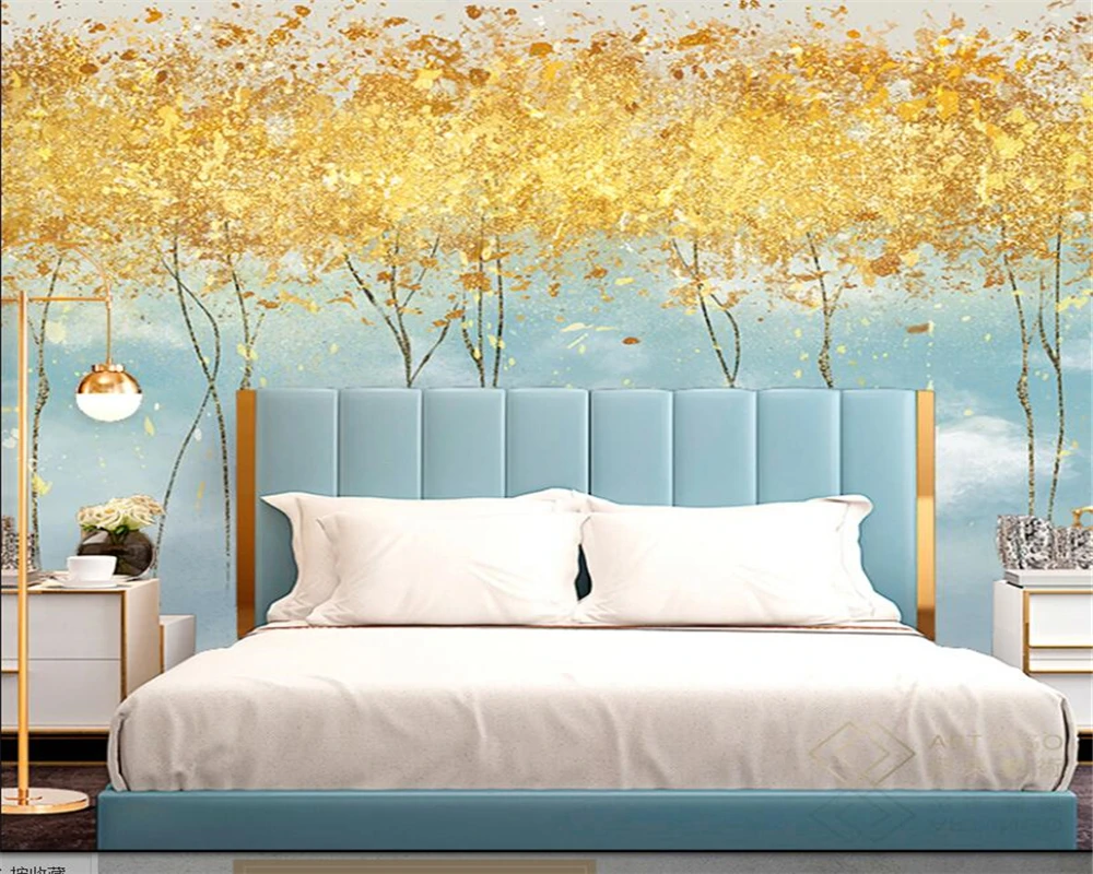 3D-обои на заказ, обои в современном стиле для телевизора, европейские, с изображением золотых деревьев, оленей для гостиной, домашний декор