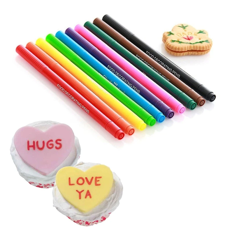 

10 Colors Edible Ink Markers for Cookies Epoxy Resin Design Food Coloring Markers Resin Fine Tip Drawing Pens Craft Tool