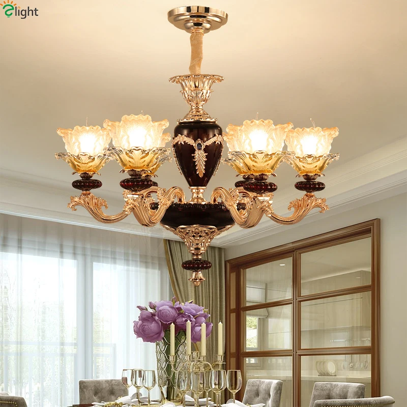 Блеск цинковый сплав Led подвесные люстры светильник s красный Стекло