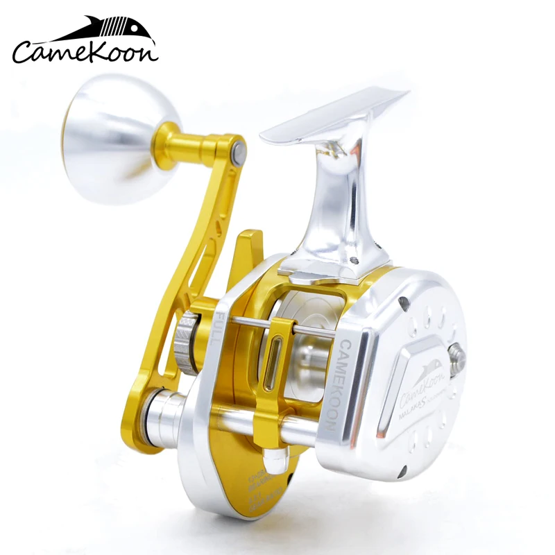 CAMEKOON Trolling Boat Fishing Lever Drag Baitcasting Reel All Aluminum Alloy 13+2 BBS Conventional Level Wind Drum Fishing Coil
