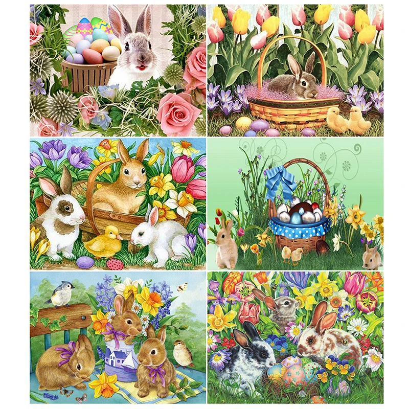 

Diy 5d Full Diamond Embroidery Animal Mosaic Diamond Painting Grass Rabbit Forest Handmade Furniture Decoration Hobby Gift