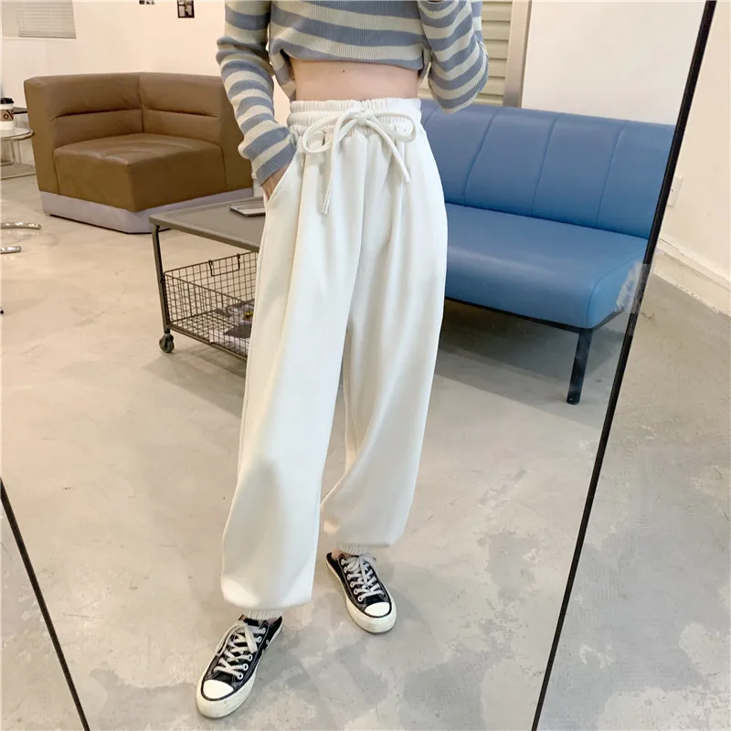 

YTX358 New style thick loose high waist drawstring drawstring foot sports wind lantern casual pants women's trousers