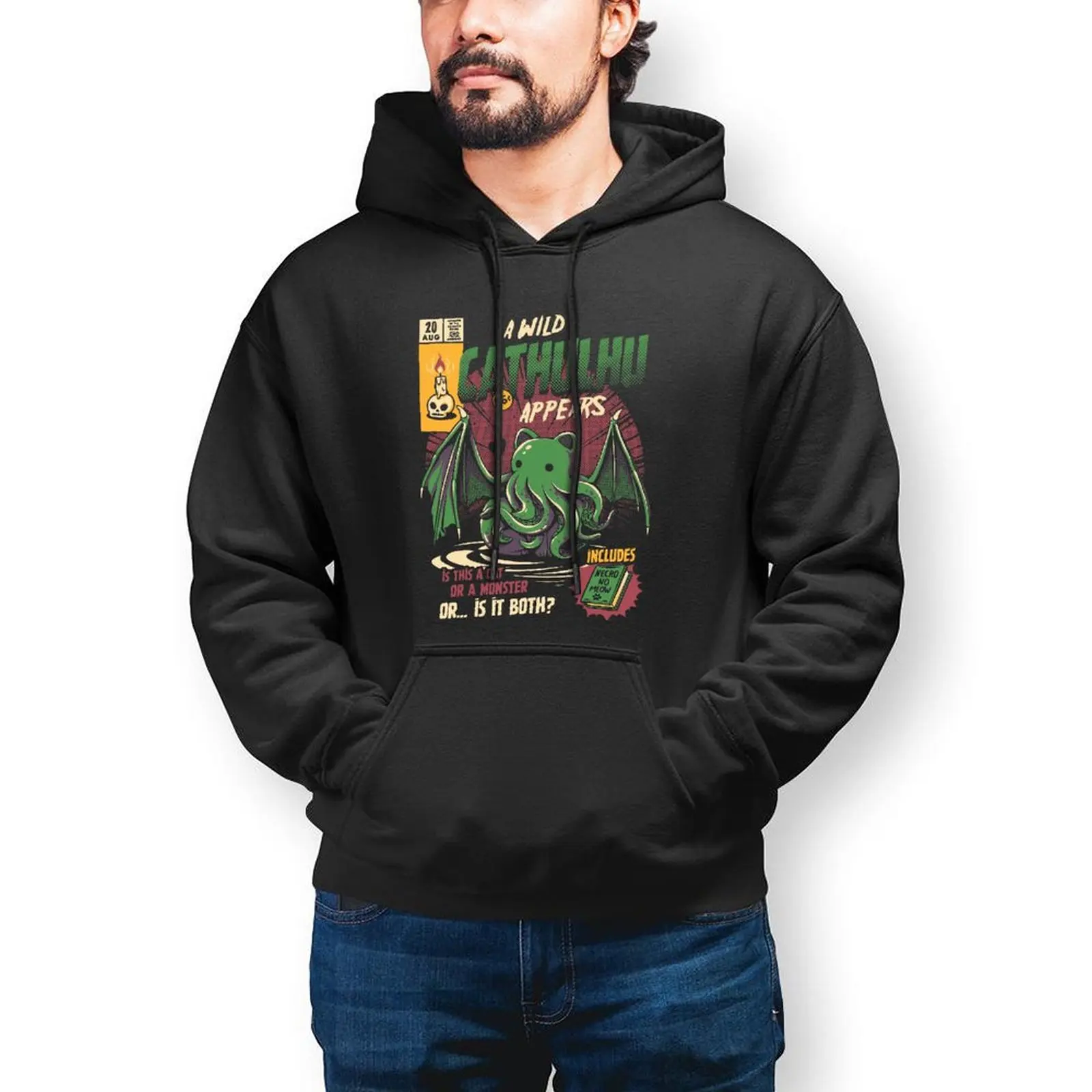 

Cathulhu Cthulhu Hoodies Cat Monster Skull Cartoon Winter Cotton Hoodie Nice Streetwear Long Pullover Hoodie Men
