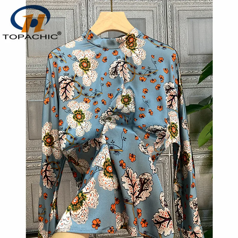 12 Темпераментная Женская шелковая рубашка с модным принтом и круглым вырезом
