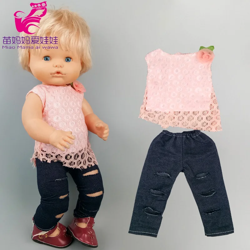 

new born baby Doll clothes lace shirt tights for 40cm Nenuco Ropa Y Su Hermanita 38cm doll shirt jeans trousers