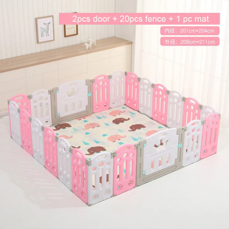 Pink Total 22pcs Супер Роскошный детский манеж с бесплатным ковриком, детский манеж для детей, детская игровая площадка для помещений, детский шариковый манеж для игры в бассейн - Цвет: Pink Total 22pcs