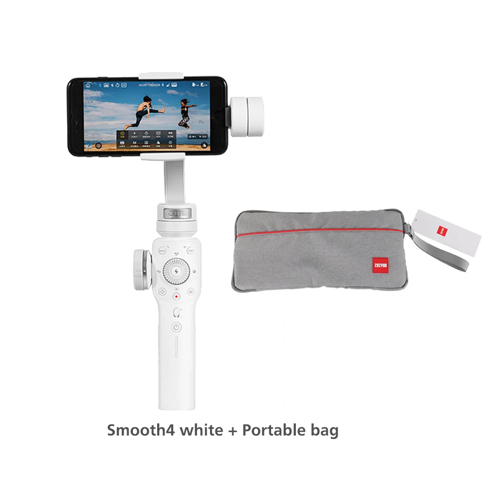 ZHIYUN Smooth 4 3-Axis смартфон официальный стабилизатор для iPhone 11 pro samsung S8 портативный монопод с шарнирным замком Gopro yi Action Камера - Цвет: Smooth4-white-bag