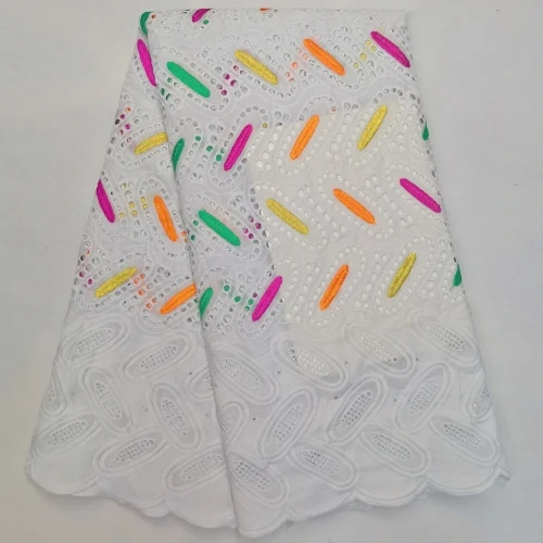 Оранжевый Африканский 100% хлопок кружевной ткани новейшее швейцарское кружево