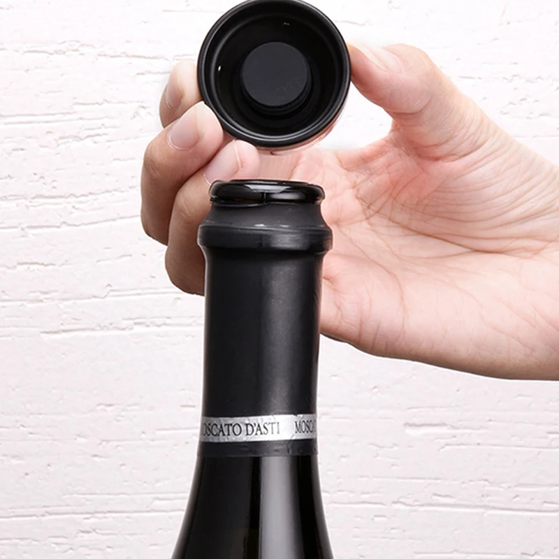 

1pcs Silicone Wine Bottle Stopper Sealed Mini Food-grade ABS Sparkling Wine Champagne Bottle Stopper Black Bar Tools Bottle Cap