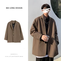 autumn korean style oversize blazer mens fashion solid color business casual dress jacket men streetwear loose suit jacket mens