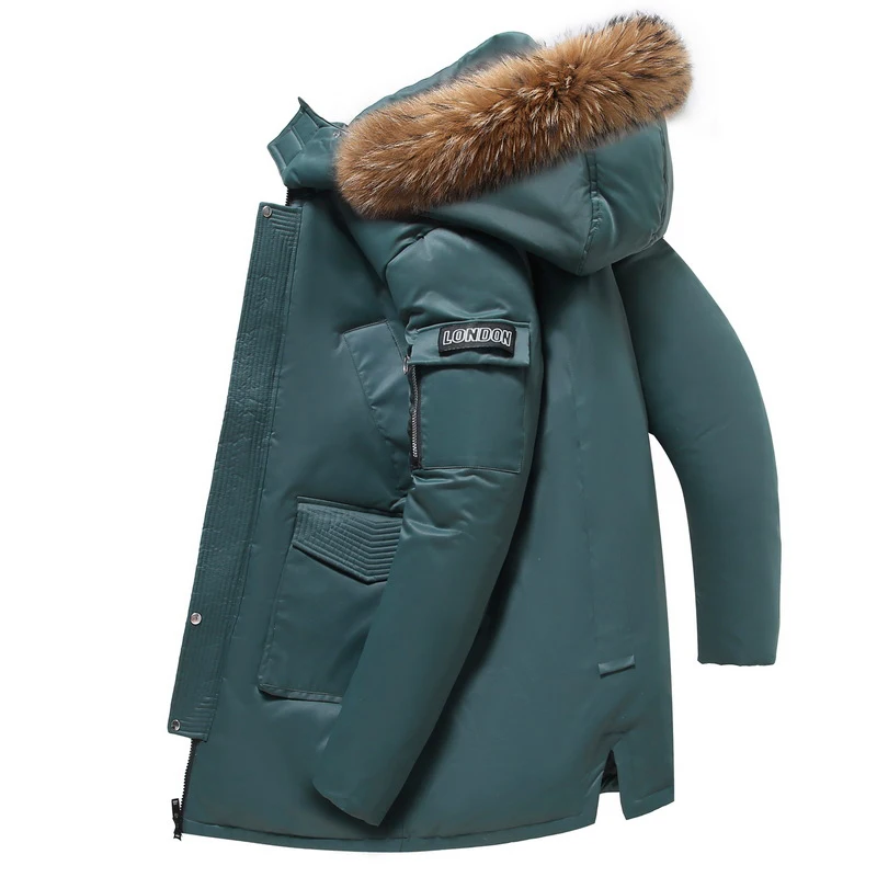 Мужская теплая зимняя меховая толстовка длинные пуховики и куртки