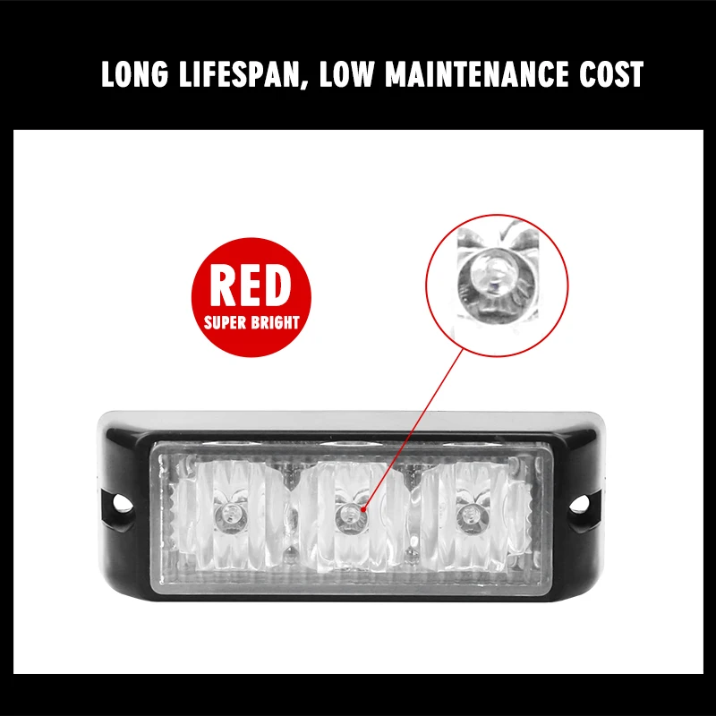 12 V/24 V полицейский свет стробоскоп сигнальные фары 3 светодиодный