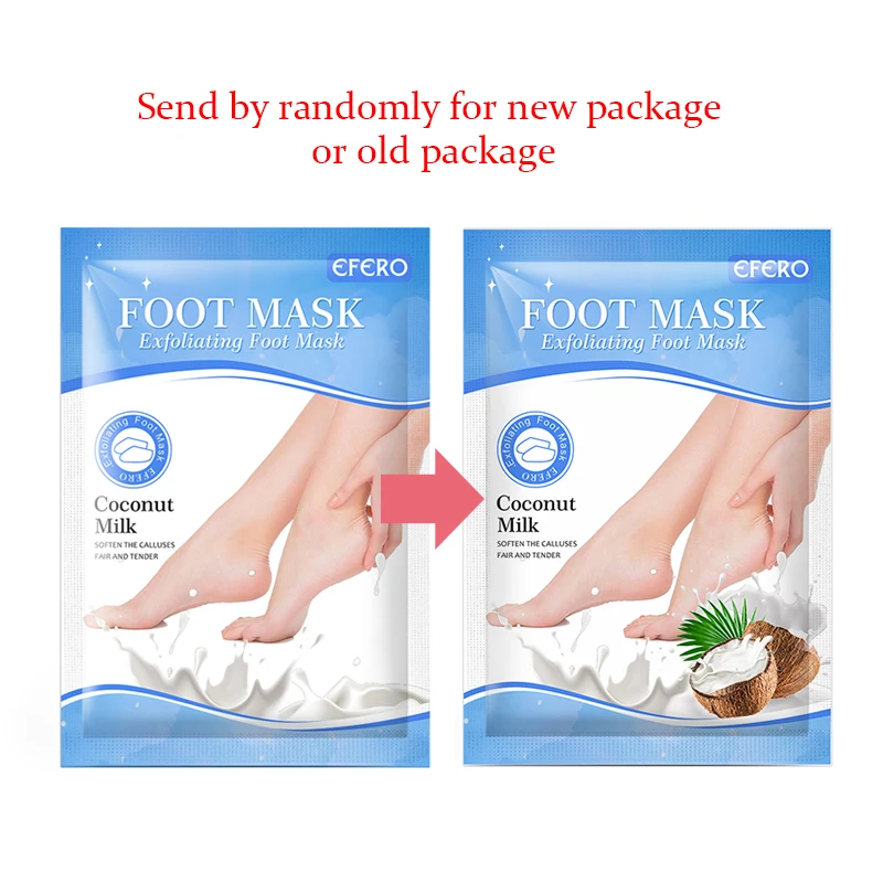 

EFERO 2Pairs Feet Peel Socks Coconut Milk Whitening Exfoliating Foot Mask for Legs Peeling Dead Skin Calluses Pedicure Socks