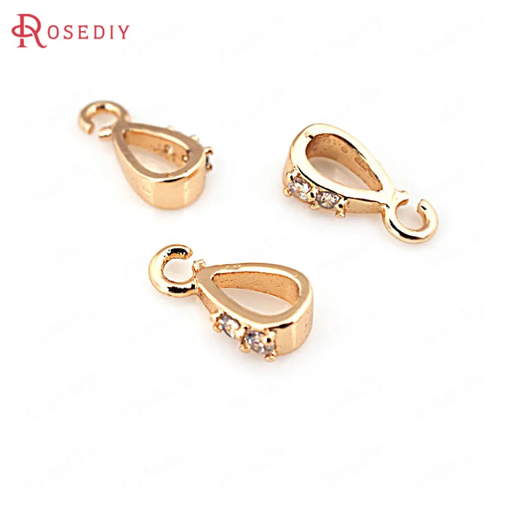 (D594)4 шт. 5x10 мм 24K позолоченная латунь цвета шампанского с разъемом циркониевые