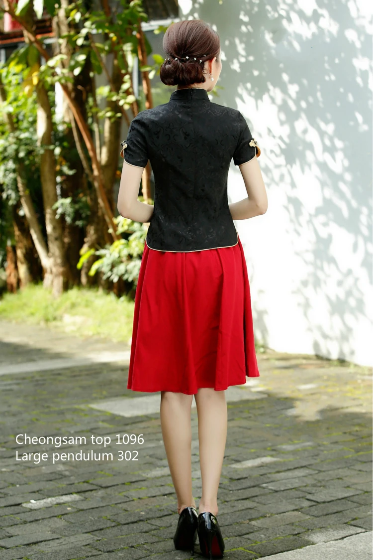 Sheng Coco Black China Blouse Women Traditional Chinese Shirt Clothing Chinese Jacquard Cotton Cheongsam Shirt Flower Buckle Top