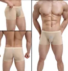 Трусы-боксеры мужские Бесшовные, прозрачные ультратонкие, из вискозы, пикантное нижнее белье, шорты-боксеры, большие размеры