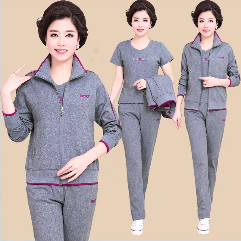 Спортивный костюм для отдыха женский осенне зимний хлопковый тройка большого