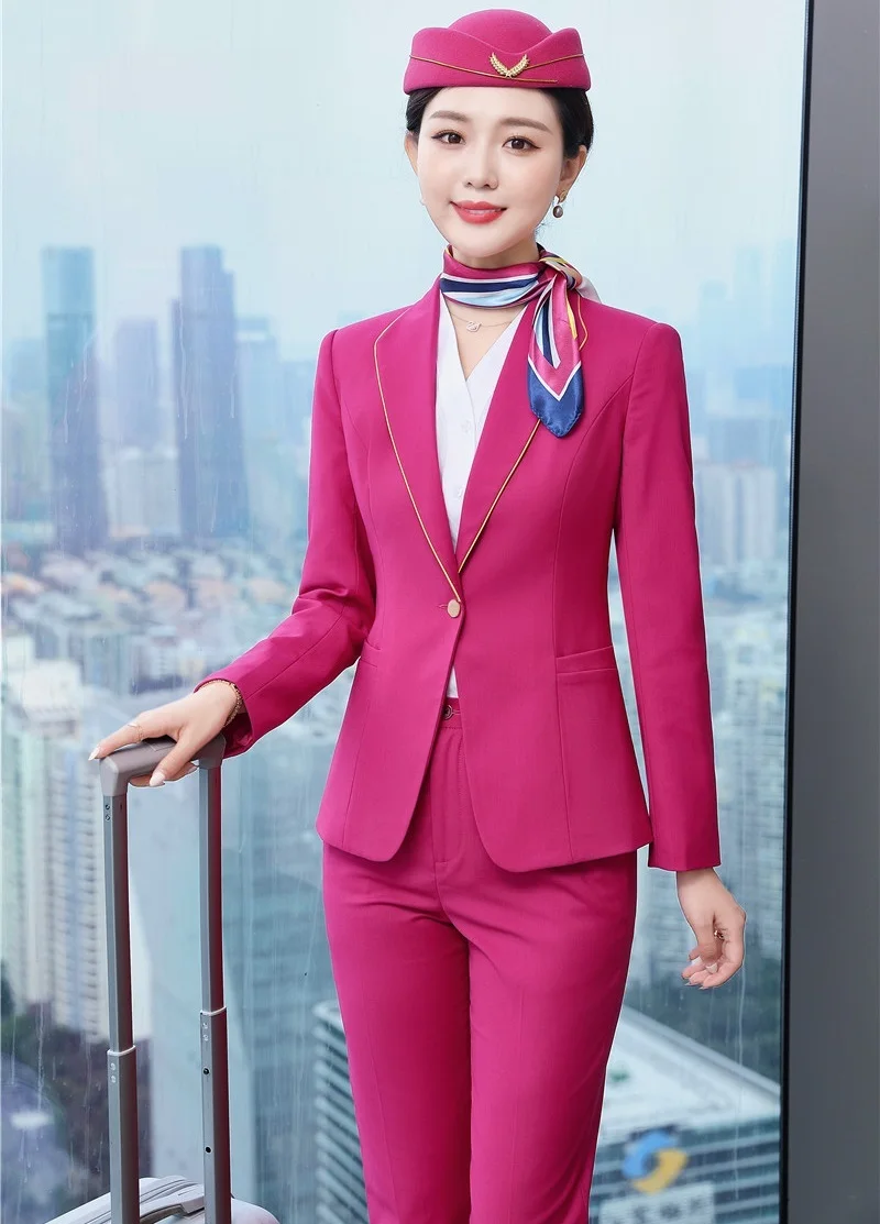 Elegant Rose Spring Autumn Formal OL Styles Women Business Suits Ladies Office Work Wear  Pantsuits Female Professional Blazers