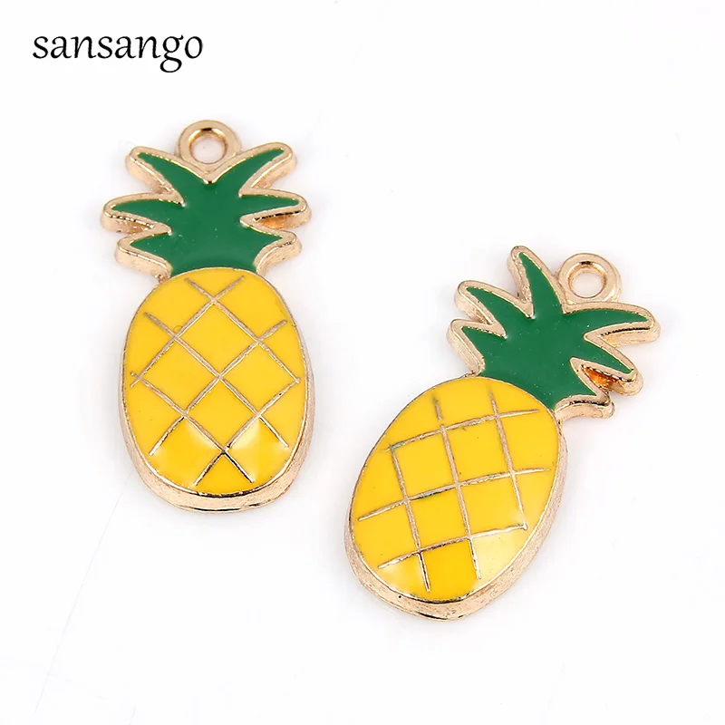 Pineapple 10 шт., новинка, браслет, золото, ананас, фрукты, сплав, подвески, бусины, подходят для женщин, девушек, ювелирные изделия, аксессуары для изготовления - Окраска металла: Pineapple