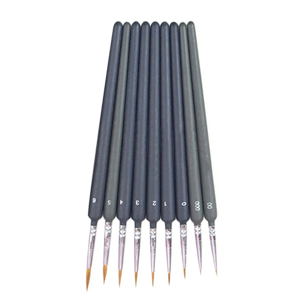 

9pcs Wolf Hair Detail Paint Brush Set Fine Detailing Painting Pens Drawing Accessories