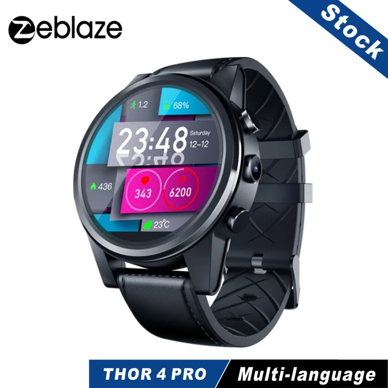 Zeblaze Thor 4 PRO 4G SmartWatch четырехъядерный 16 Гб 600 мАч 1 6 дюймов с кристаллами gps/ГЛОНАСС