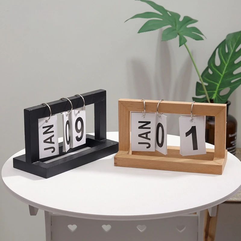 

Wooden Page Turning Desk Calendar Wooden Flipping Calendar Creative Simple Standing Desk Calendar Home Calendar Decor
