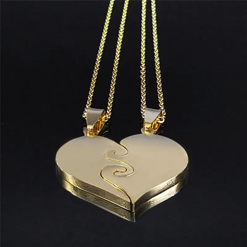 2PCS Große Kleine Schwester Edelstahl Halsketten Frauen/Männer Gold Farbe Anhänger Schmuck acero inoxidable joyeria NXH1S01 – Detail 7