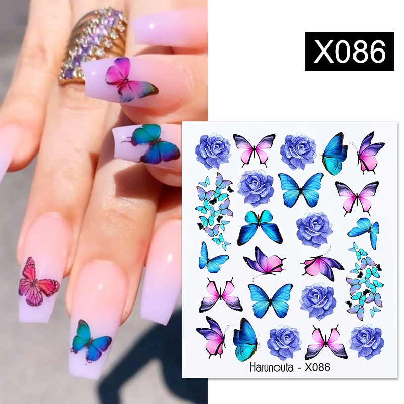 

Harunouta Blue Marble Water Decal Sticker Wave Line Flower Leaf Tree Summer DIY Slider Decor For Manicuring Nail Art Watermarks
