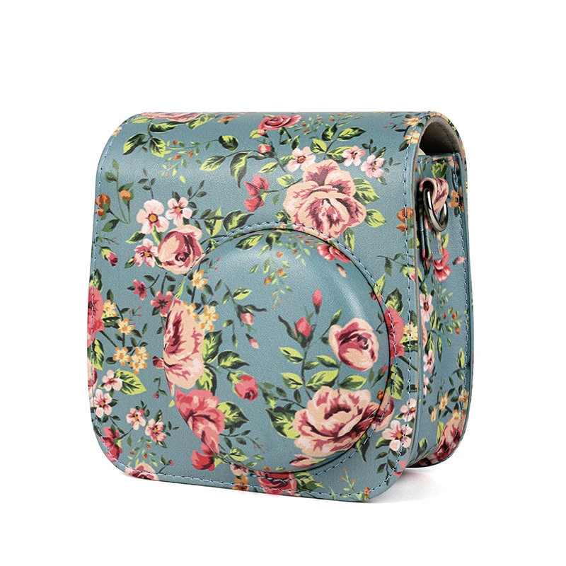 Компактный чехол из искусственной кожи с цветочным рисунком для камеры Fujifilm Instax