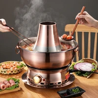 copper chinese hot pot charcoal electric carbon dual purpose plug in soup pot stainless steel kitchen cookware cooking pot hotel