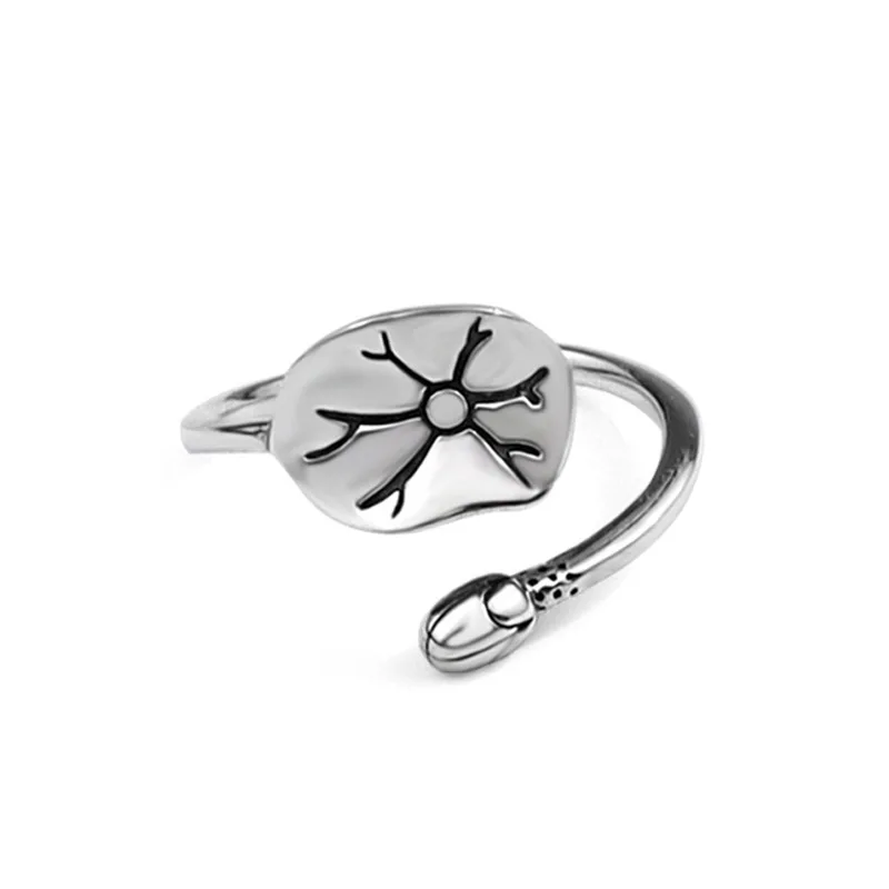 

2021 New Retro Lotus Simple Rings For Women Open Adjustable Size Plant Vintage Wedding Trendy Jewelry Bijoux Femme