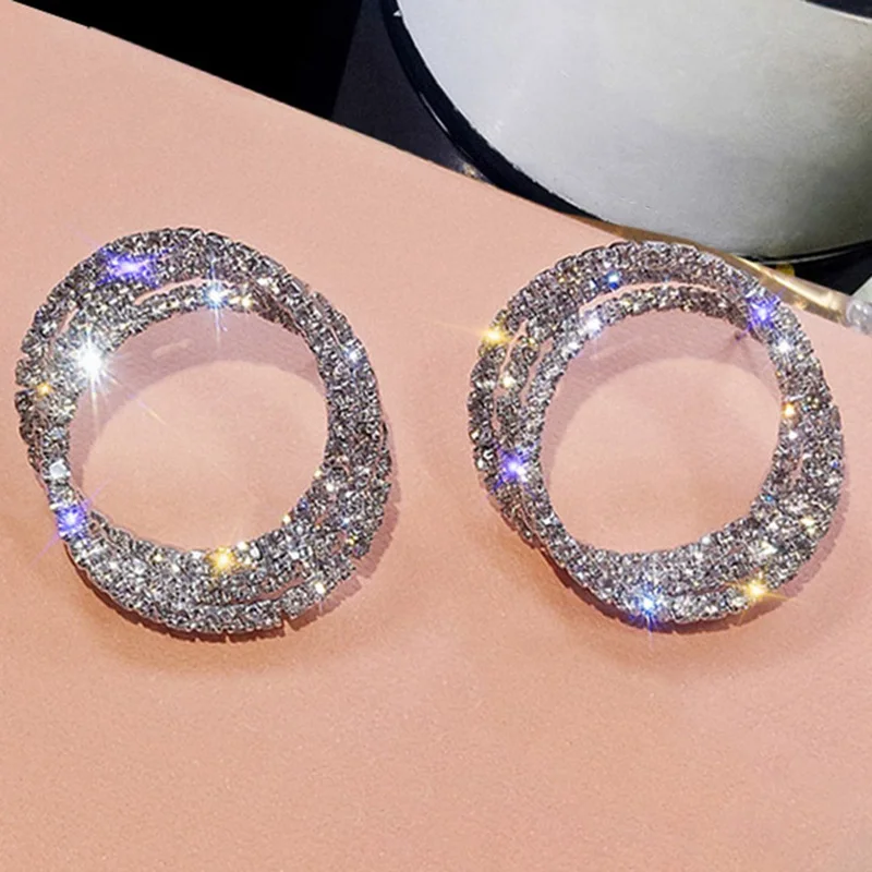 

New A Pair/set Alloy Geometric Circle Earrings Gorgeous Gold Rose Gold Hoop Earrings for Women Jewelry Simplicity