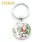 Tafree, модные цветы и растения, персональный фламинго, художественный фото брелок, брелок, стеклянный купол, Женский изысканный ключ, кольцо, ювелирное изделие, ZY75