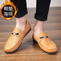men winter plush warm casual shoes simple style new fashion cold proof pu leather loafer moccasins male slip on leisure footwear