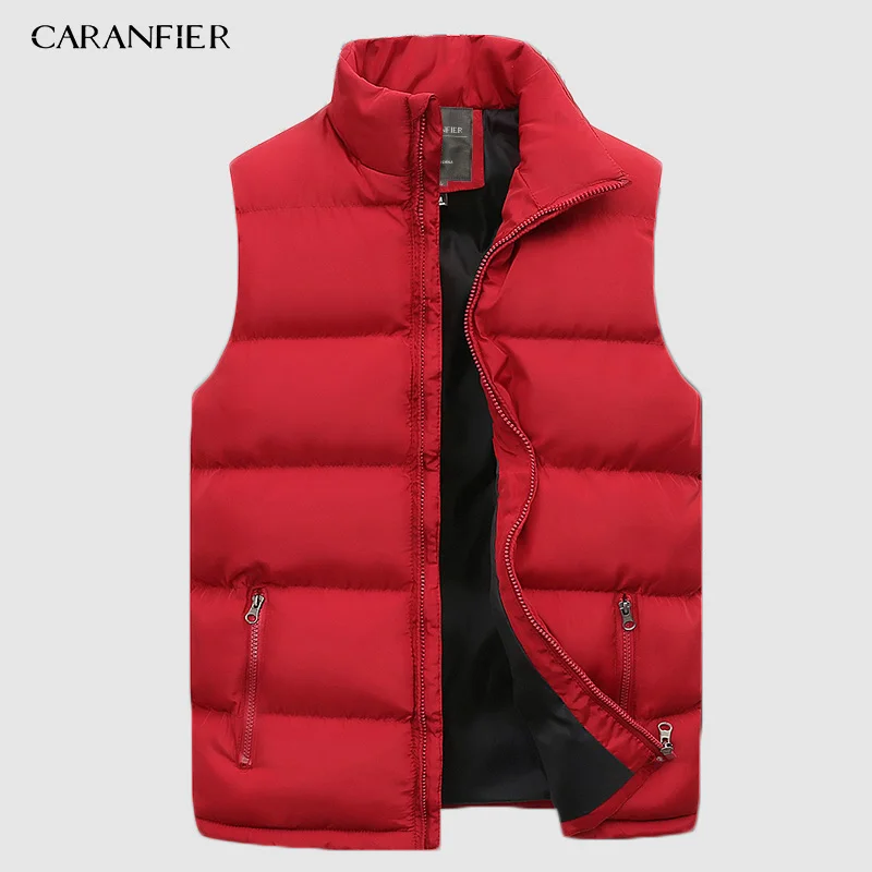 CARANFIER 4XL 5XL мужской зимний жилет термальные куртки без рукавов мужские повседневные приталенные пуховые хлопковые Жилеты мужские Брендовые жилеты
