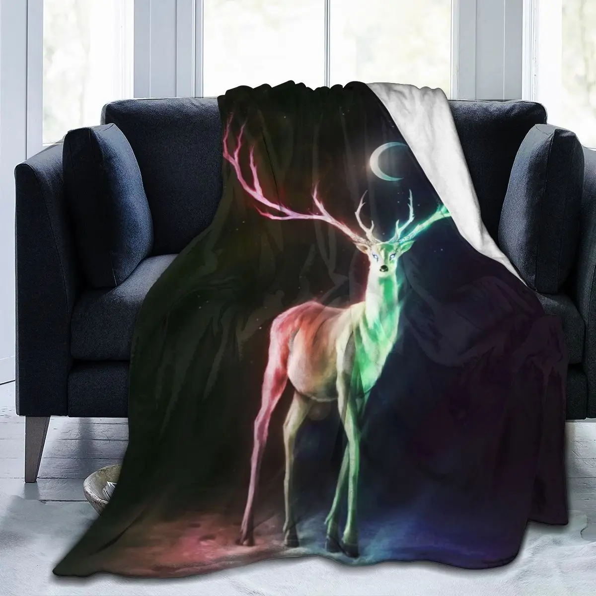 

Cute 3D Deer Printing Flannel Blanket Sheet Bedding Soft Blanket Bed Cover Home Textile Decoration Blanket