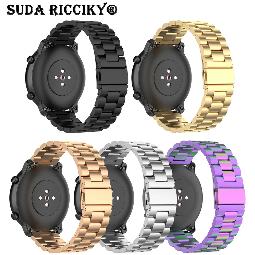 

22mm Stainless Steel Metal Strap For Xiaomi Amazfit Stratos 2 Stratos 3 Bracelet 22mm Bands for Huami GTR 47MM Watch Band Straps