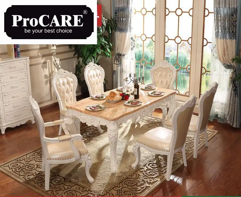 Французский новый дизайн мебель для столовой мраморный стол деревянный резной