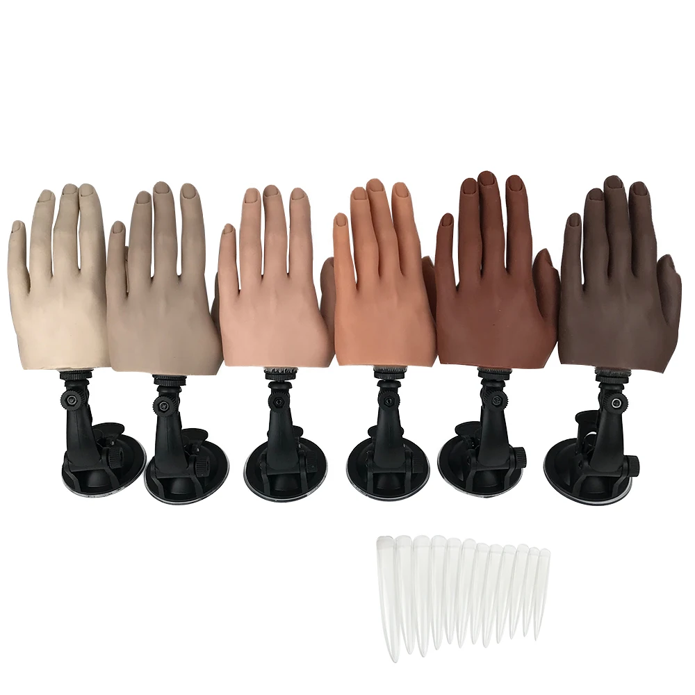 Practice Fake Hand Set Model Main Entraînement Ongle Nail Art Tools Material Adjustable  Can Be Inserted Nails Fausse Main