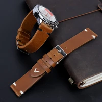 cow leather watchband 18mm 20mm 22mm 24mm retro oil wax genuine watch straps red brown handmade stitching strap replacement belt