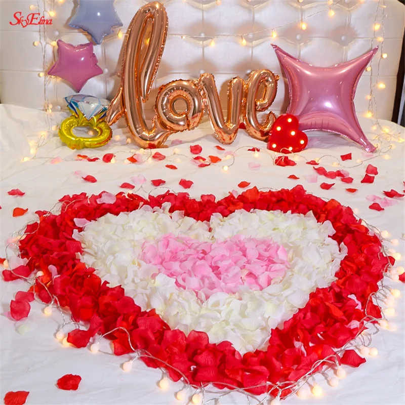3000pcs 5*5cm Rose Petals Romantic Wedding Decoration Artificial Fake Flower Room Love Heart Bed 5z | Дом и сад