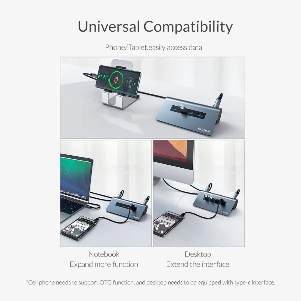

ORICO USB Type C HUB to HDMI-Compatib USB3.0 PD 60W RJ45 Card Reader Audio OTG Adapter Dock USB Splitter For MacBook Pro Huawei