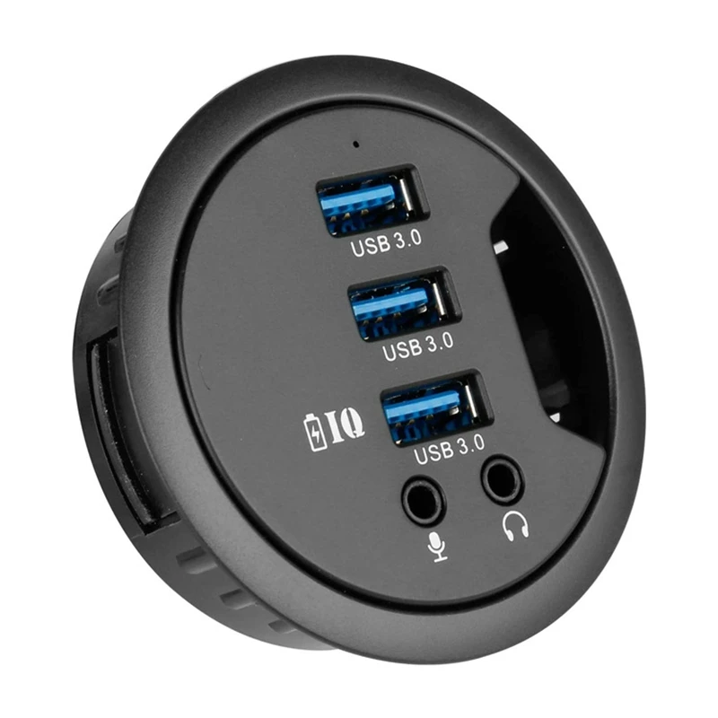 

USB3.0 Hub Splitter with 3.5mm Audio Microphone Phone Jack 3-Port Jack, 5V/1A for iPhone/Smartphone EU Plug